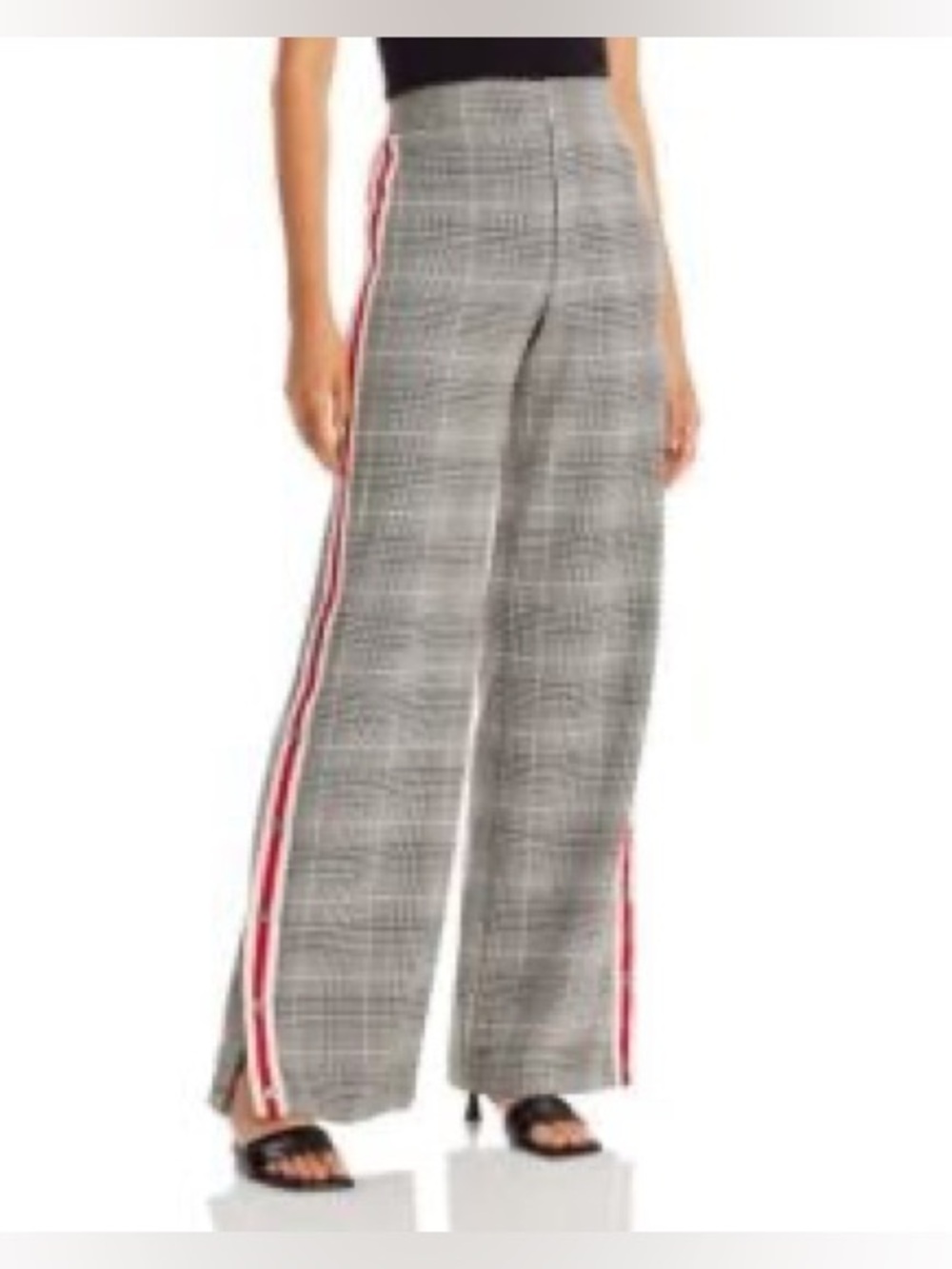 ALICE + OLIVIA Maricruz Plaid Side-Snap Wide-Leg Pants  Sz: 0